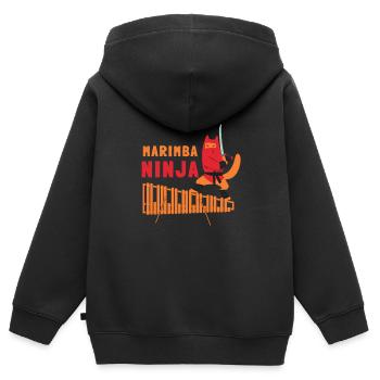 Vibraphone Maman Marimba Ninja Et Maillet - Sweat Premium à capuche zippé enfant bio - noir - Dos - AI Model Kid Male (0cm)