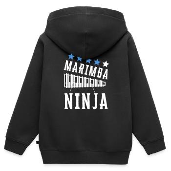 Vibraphone Maman Marimba Ninja Et Maillet - Sweat Premium à capuche zippé enfant bio - noir - Dos - AI Model Kid Male (0cm)