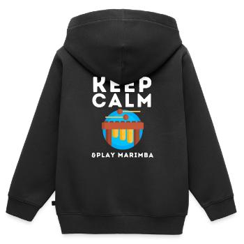 Vibraphone Maman Marimba Ninja Et Maillet - Sweat Premium à capuche zippé enfant bio - noir - Dos - AI Model Kid Male (0cm)
