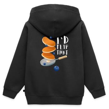 Sirop pour crêpes flipping Flapjack Petit déjeuner - Sweat Premium à capuche zippé enfant bio - noir - Dos - AI Model Kid Male (0cm)