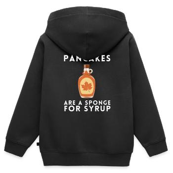 Sirop pour crêpes flipping Flapjack Petit déjeuner - Sweat Premium à capuche zippé enfant bio - noir - Dos - AI Model Kid Male (0cm)