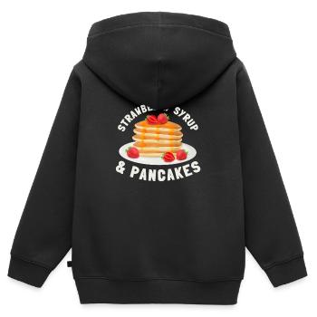 Sirop pour crêpes flipping Flapjack Petit déjeuner - Sweat Premium à capuche zippé enfant bio - noir - Dos - AI Model Kid Male (0cm)