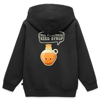 Sirop pour crêpes flipping Flapjack Petit déjeuner - Sweat Premium à capuche zippé enfant bio - noir - Dos - AI Model Kid Male (0cm)