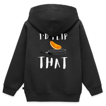 Sirop pour crêpes flipping Flapjack Petit déjeuner - Sweat Premium à capuche zippé enfant bio - noir - Dos - AI Model Kid Male (0cm)