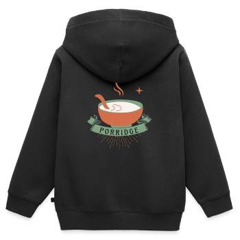 Grains de céréales Kasha Upma Riz et semoule de maïs du matin - Sweat Premium à capuche zippé enfant bio - noir - Dos - AI Model Kid Male (0cm)
