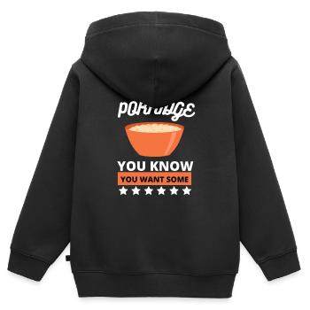 Grains de céréales Kasha Upma Riz et semoule de maïs du matin - Sweat Premium à capuche zippé enfant bio - noir - Dos - AI Model Kid Male (0cm)