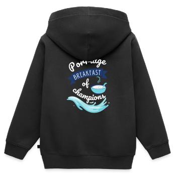 Grains de céréales Kasha Upma Riz et semoule de maïs du matin - Sweat Premium à capuche zippé enfant bio - noir - Dos - AI Model Kid Male (0cm)