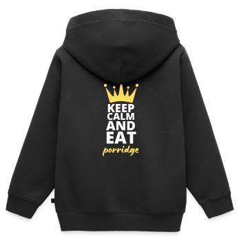 Grains de céréales Kasha Upma Riz et semoule de maïs du matin - Sweat Premium à capuche zippé enfant bio - noir - Dos - AI Model Kid Male (0cm)