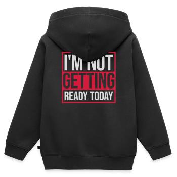 ne pas se préparer aujourd’hui - Sweat Premium à capuche zippé enfant bio - noir - Dos - AI Model Kid Male (0cm)