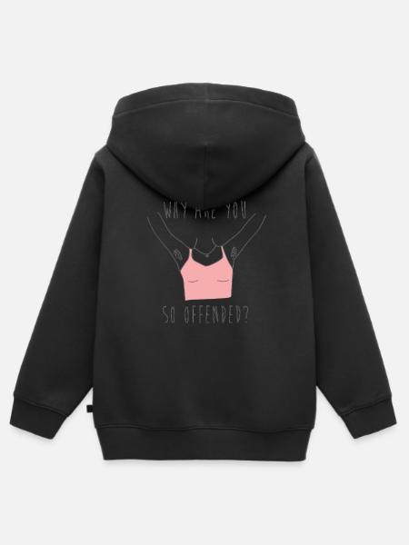 Feminist Anti Shaving Hairy Body - Kids Premium Organic Zip-up Hoodie - black