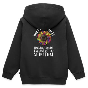 Homéopathie Médecine alternative, Soins infirmiers holistiques - Sweat Premium à capuche zippé enfant bio - noir - Dos - AI Model Kid Male (0cm)