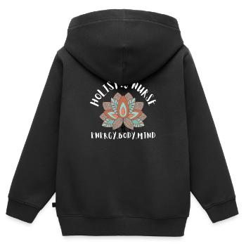 Homéopathie Médecine alternative, Soins infirmiers holistiques - Sweat Premium à capuche zippé enfant bio - noir - Dos - AI Model Kid Male (0cm)