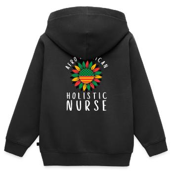 Homéopathie Médecine alternative, Soins infirmiers holistiques - Sweat Premium à capuche zippé enfant bio - noir - Dos - AI Model Kid Male (0cm)