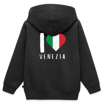 Venise Gondole Italie Venise - Sweat Premium à capuche zippé enfant bio - noir - Dos - AI Model Kid Male (0cm)