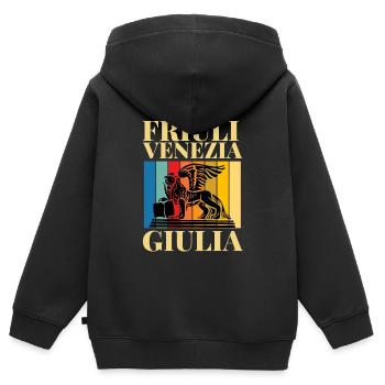 Venise Gondole Italie Venise - Sweat Premium à capuche zippé enfant bio - noir - Dos - AI Model Kid Male (0cm)