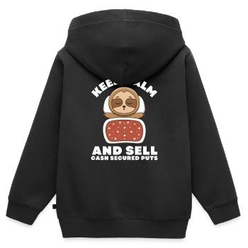 Options Trading Cash Secured Puts Future Forex - Kinder Premium Organic Zip Hoodie - Schwarz - Hinten - AI Model Kid Male (0cm)