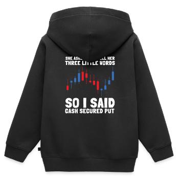 Options Trading Cash Secured Puts Future Forex - Kinder Premium Organic Zip Hoodie - Schwarz - Hinten - AI Model Kid Male (0cm)
