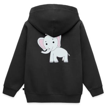 Elefant niedlich - Kinder Premium Organic Zip Hoodie - Schwarz - Hinten - AI Model Kid Male (0cm)