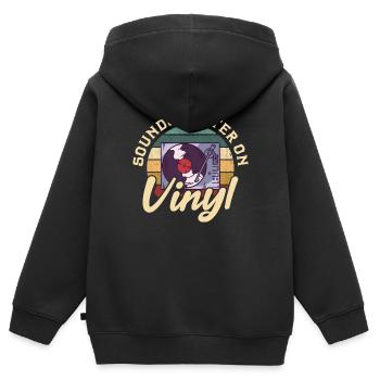 sounds better on vinyl Design for a vinyl sound - Kinder Premium Organic Zip Hoodie - Schwarz - Hinten - AI Model Kid Male (0cm)