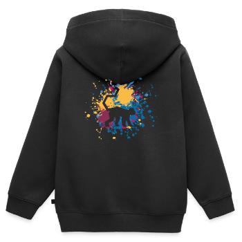 Éclaboussure de couleur de singe - Sweat Premium à capuche zippé enfant bio - noir - Dos - AI Model Kid Male (0cm)