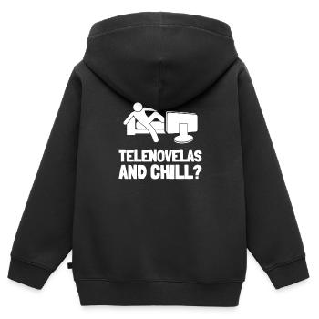 Telenovela Columbianas, émissions hispaniques et feuilletons - Sweat Premium à capuche zippé enfant bio - noir - Dos - AI Model Kid Male (0cm)