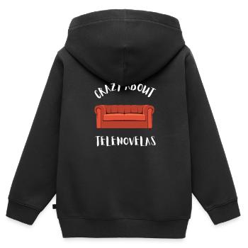 Telenovela Columbianas, émissions hispaniques et feuilletons - Sweat Premium à capuche zippé enfant bio - noir - Dos - AI Model Kid Male (0cm)