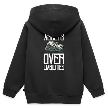 Actifs sur passifs Entrepreneur comptable - Sweat Premium à capuche zippé enfant bio - noir - Dos - AI Model Kid Male (0cm)