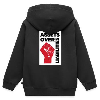 Actifs sur passifs Entrepreneur comptable - Sweat Premium à capuche zippé enfant bio - noir - Dos - AI Model Kid Male (0cm)