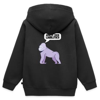 Actifs sur passifs Entrepreneur comptable - Sweat Premium à capuche zippé enfant bio - noir - Dos - AI Model Kid Male (0cm)
