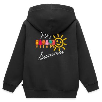 Bonjour soleil d’été et sucettes glacées - Sweat Premium à capuche zippé enfant bio - noir - Dos - AI Model Kid Male (0cm)
