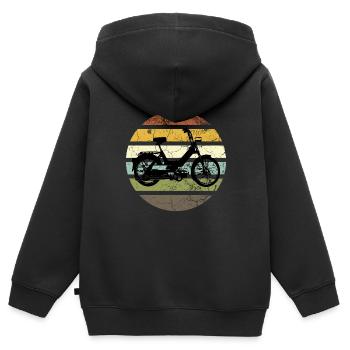 DDR Moped Oldtimer Roller Mofa Scooter 2 Takter - Kinder Premium Organic Zip Hoodie - Schwarz - Hinten - AI Model Kid Male (0cm)