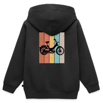 DDR Moped Oldtimer Roller Mofa Scooter 2 Takter - Kinder Premium Organic Zip Hoodie - Schwarz - Hinten - AI Model Kid Male (0cm)