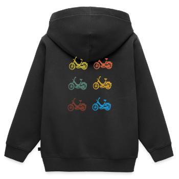 DDR Moped Oldtimer Roller Mofa Scooter 2 Takter - Kinder Premium Organic Zip Hoodie - Schwarz - Hinten - AI Model Kid Male (0cm)