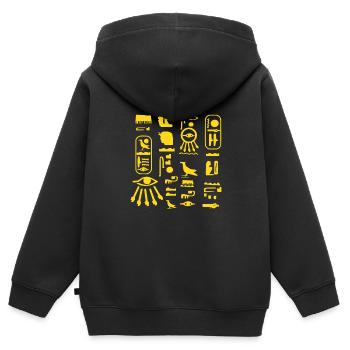 Hieroglyphics Egyptologist, Ancient Egyptian - Kids Premium Organic Zip-up Hoodie - black - Back - AI Model Kid Male (0cm)