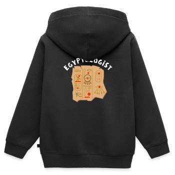 Hieroglyphics Egyptologist, Ancient Egyptian - Kids Premium Organic Zip-up Hoodie - black - Back - AI Model Kid Male (0cm)