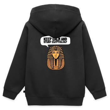 Hieroglyphics Egyptologist, Ancient Egyptian - Kids Premium Organic Zip-up Hoodie - black - Back - AI Model Kid Male (0cm)
