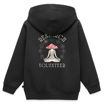 Bénévole pour la recherche psychédélique - Sweat Premium à capuche zippé enfant bio - noir - Dos - AI Model Kid Male (0cm)