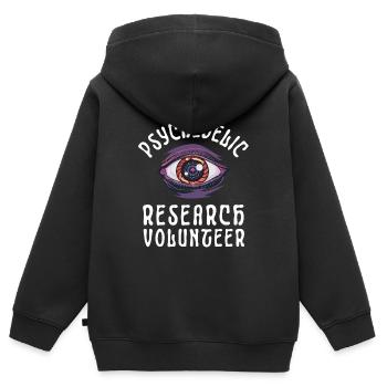 Bénévole pour la recherche psychédélique - Sweat Premium à capuche zippé enfant bio - noir - Dos - AI Model Kid Male (0cm)