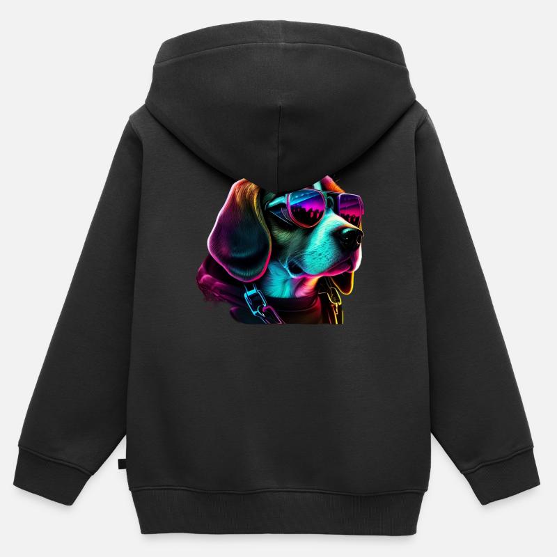 Beagle Chiens Beagles - Sweat Premium à capuche zippé enfant bio - noir