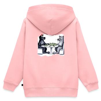 Chats Cartes à jouer - Sweat Premium à capuche zippé enfant bio - rose - Dos - AI Model Kid Female (0cm)