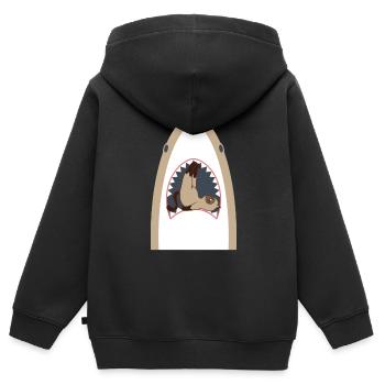Chat mangeur de requins - Sweat Premium à capuche zippé enfant bio - noir - Dos - AI Model Kid Male (0cm)