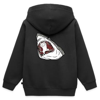Chat mangeur de requins - Sweat Premium à capuche zippé enfant bio - noir - Dos - AI Model Kid Male (0cm)