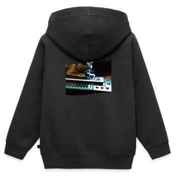 Pedal Steel Guitar - Kinder Premium Organic Zip Hoodie - Schwarz - Hinten - AI Model Kid Male (0cm)