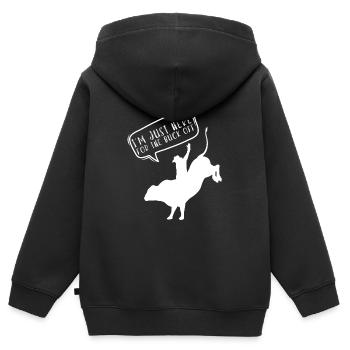 Future Bull Rider Steer Riding - Sweat Premium à capuche zippé enfant bio - noir - Dos - AI Model Kid Male (0cm)