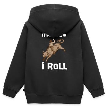 Future Bull Rider Steer Riding - Sweat Premium à capuche zippé enfant bio - noir - Dos - AI Model Kid Male (0cm)