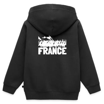 Fraternité Liberte Egalite Français Révolution - Sweat Premium à capuche zippé enfant bio - noir - Dos - AI Model Kid Male (0cm)