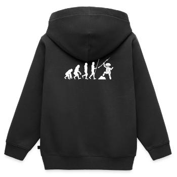 Fraternité Liberte Egalite Français Révolution - Sweat Premium à capuche zippé enfant bio - noir - Dos - AI Model Kid Male (0cm)