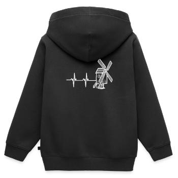 Netherlands Holland Windmill - Kinder Premium Organic Zip Hoodie - Schwarz - Hinten - AI Model Kid Male (0cm)