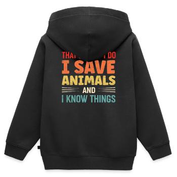 Ich rette Tiere - Kinder Premium Organic Zip Hoodie - Schwarz - Hinten - AI Model Kid Male (0cm)