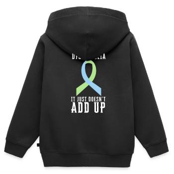 SPED Neurodiversité Dyscalculie - Sweat Premium à capuche zippé enfant bio - noir - Dos - AI Model Kid Male (0cm)